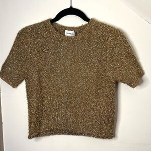 Marella Maglia Gold Metallic Sweater Size S NWT
